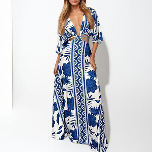 Robe maxi pour femmes avec des motifs élégants en vagues Levoire