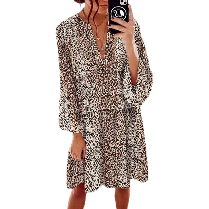 Robe maxi femme avec un élégant col en V et des manches volumineuses Levoire