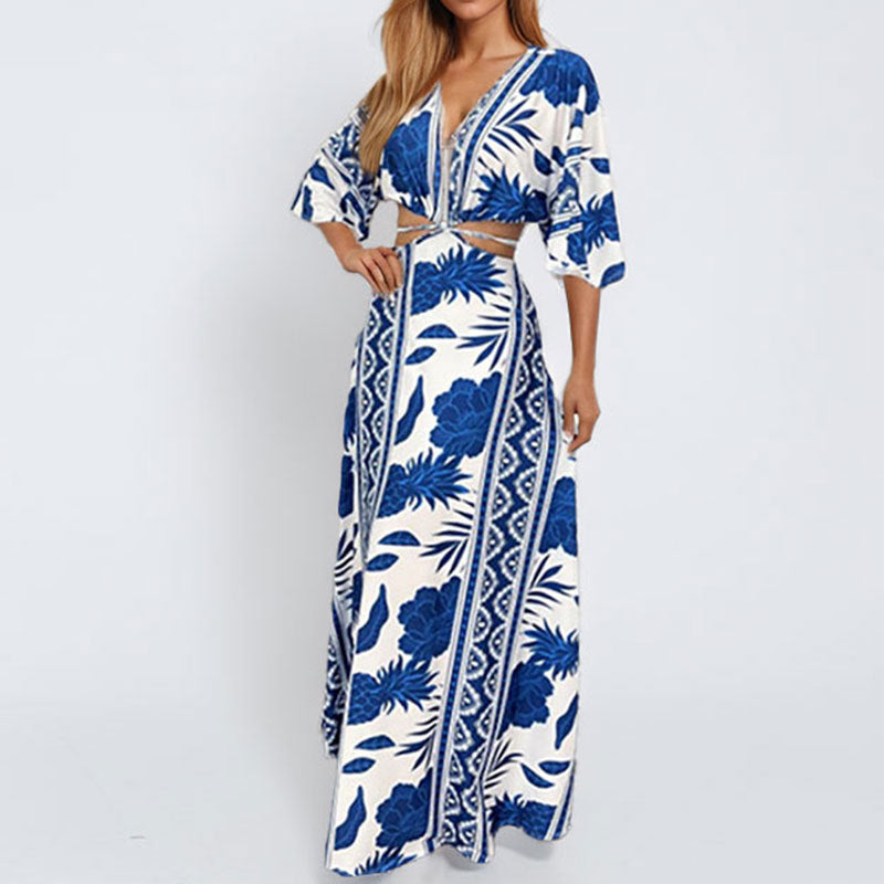 Robe maxi pour femmes avec des motifs élégants en vagues Levoire
