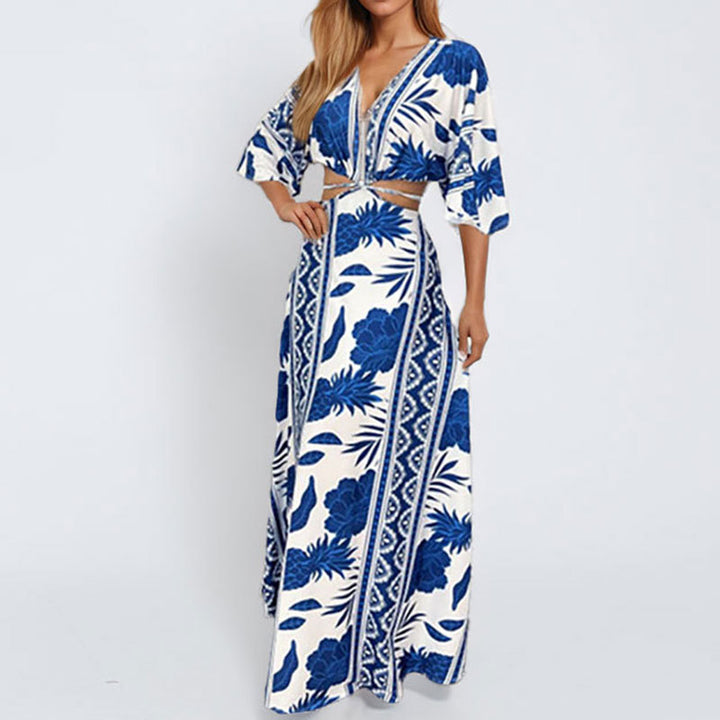 Robe maxi pour femmes avec des motifs élégants en vagues Levoire