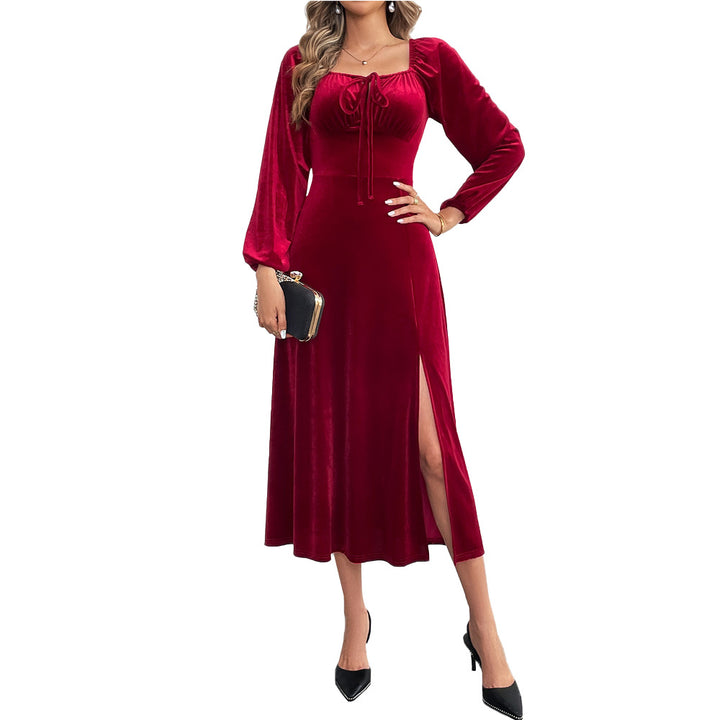 Robe maxi pour femmes avec drapés élégants et fente haute Levoire
