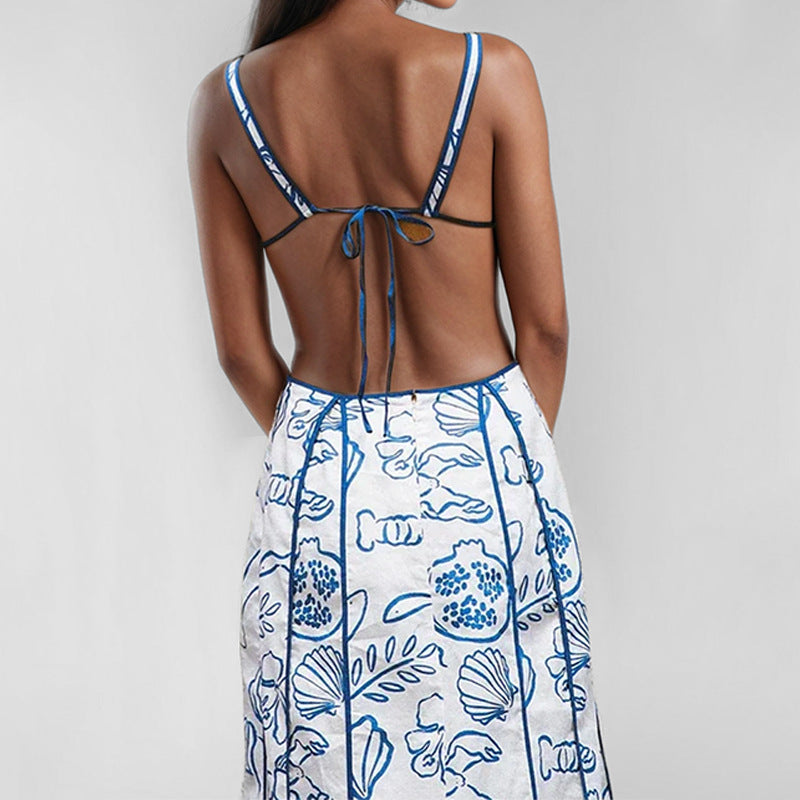 Robe maxi femme avec détail de dos tressé et motif floral Levoire