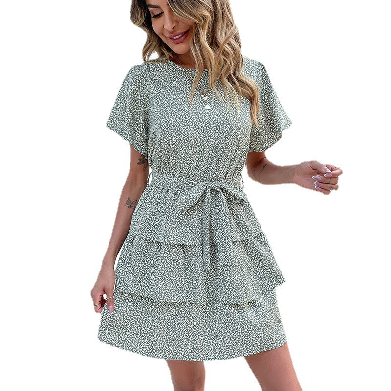 Robe d'été à volants pour femmes avec ceinture ajustable et jupe volumineuse Levoire