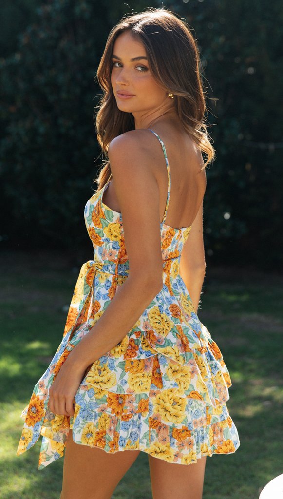 Robe mini femme avec jupe fluide et motif floral ludique Levoire