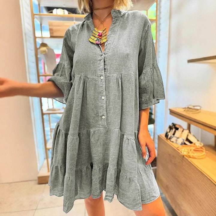 Robe chemise pour femmes avec des détails de volants volumineux Levoire