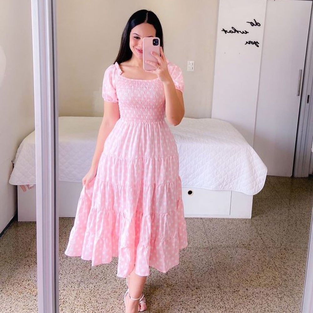 Levoire | Élégant Robe Jupe Grande À Une Épaule Points rose