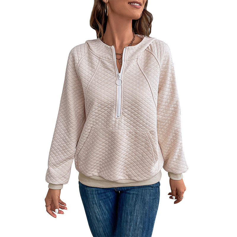 Sweat à zip tendance pour femmes avec zip et motif piqué Levoire