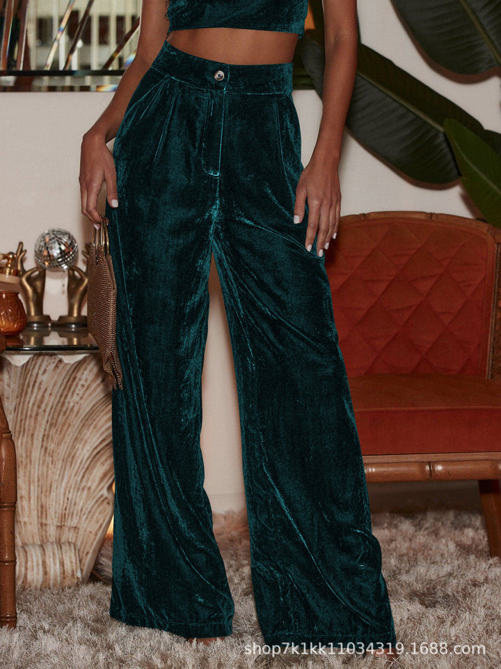 Pantalons en velours large élégant pour femmes avec de hautes fentes Levoire