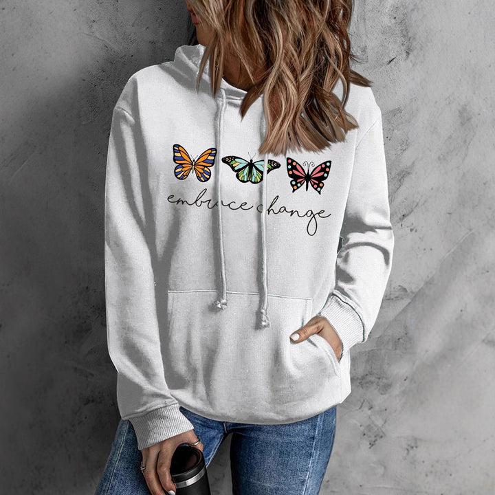 Sweat à capuche pour femmes avec motif de papillon inspirant et message motivant Levoire