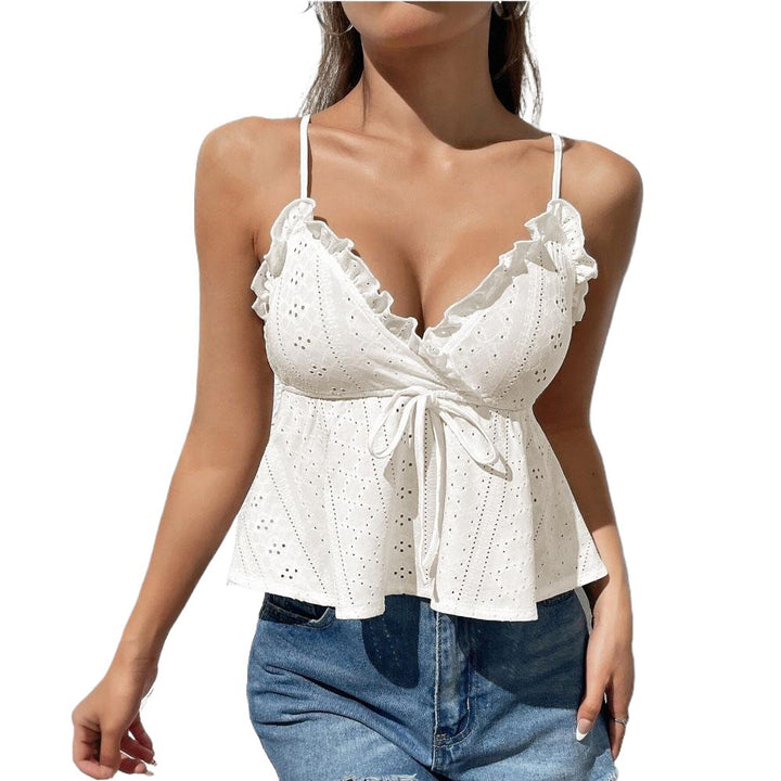 Blouse en dentelle pour femmes avec des détails froncés et un nœud élégant Levoire