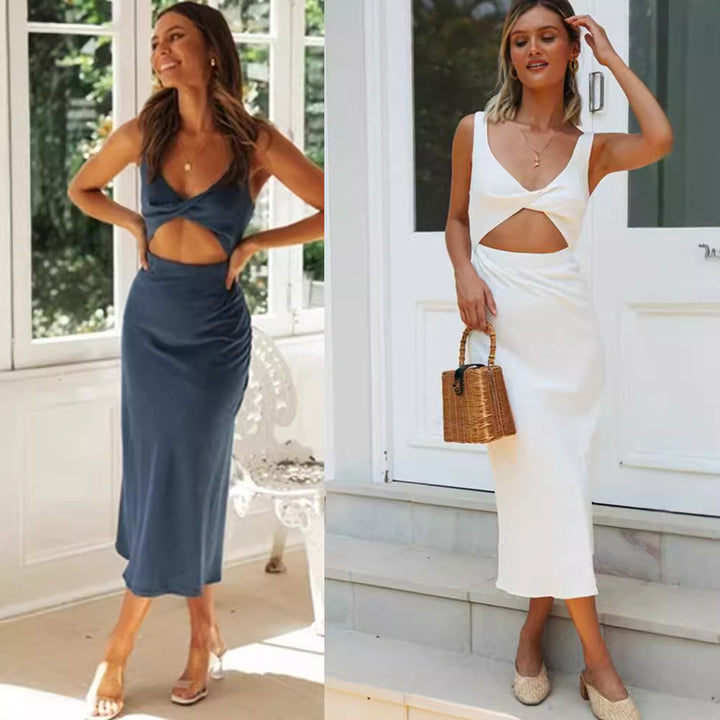 Robe midi femme avec un design découpé ludique et un décolleté arrière élégant Levoire