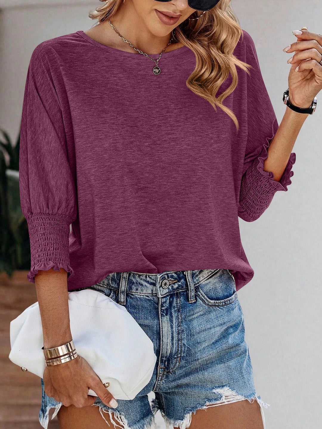 Chemise décontractée pour femmes avec manches ballons et détails volantés Levoire