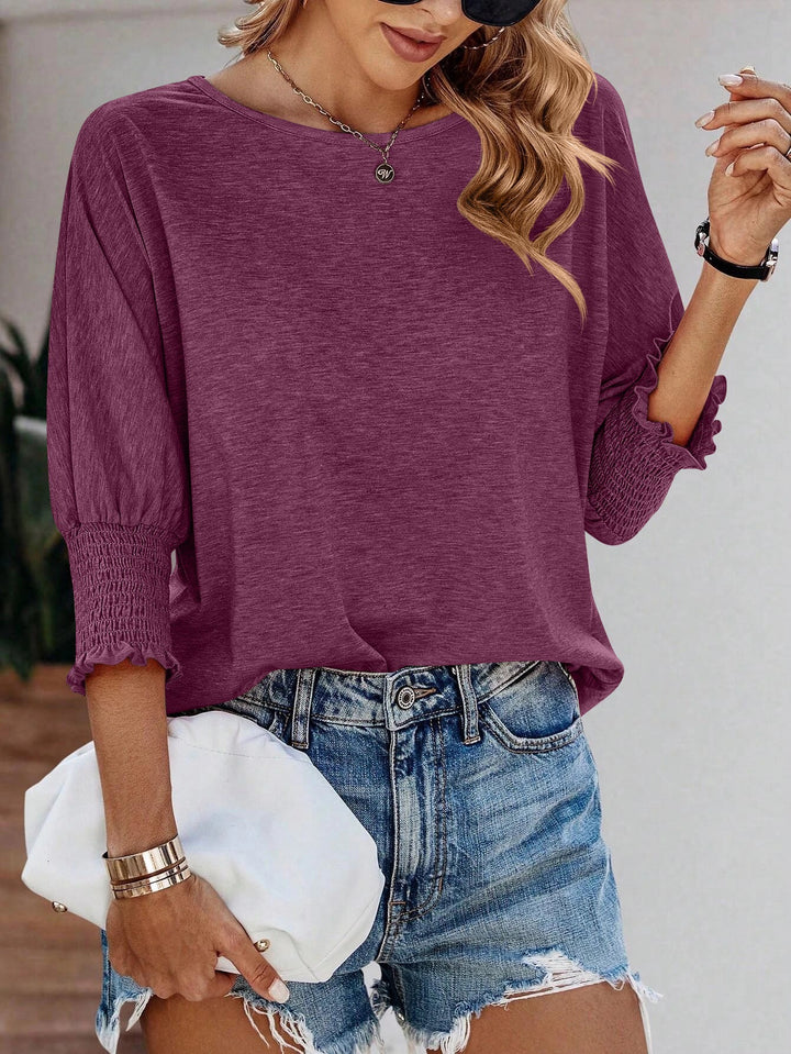Chemise décontractée pour femmes avec manches ballons et détails volantés Levoire