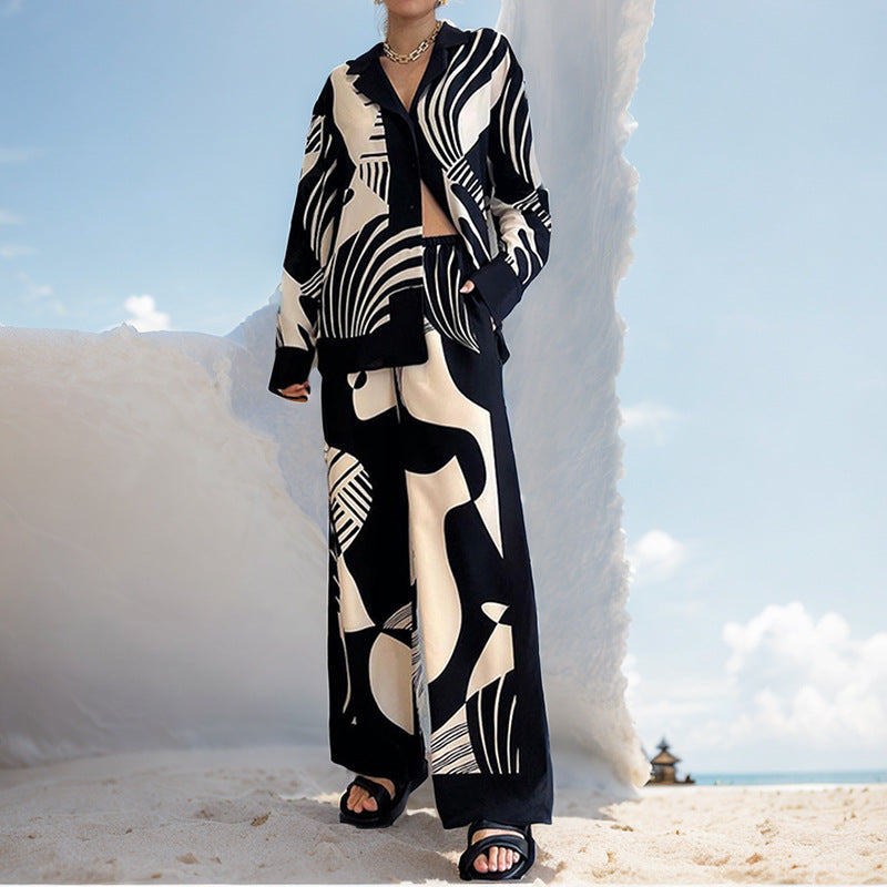 Levoire | Ensemble Imprimé Chic Manches Longues