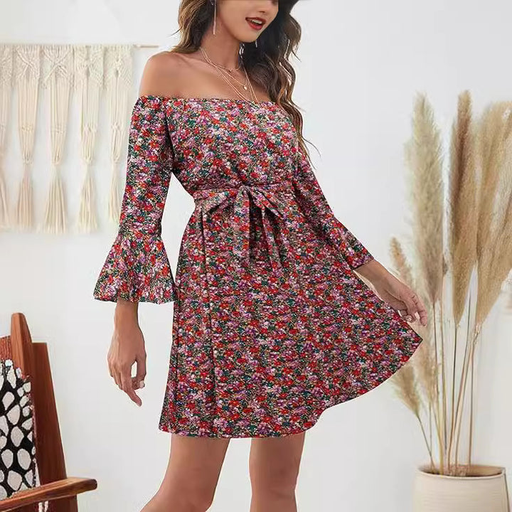 Robe femme décolletée avec motif coloré Levoire