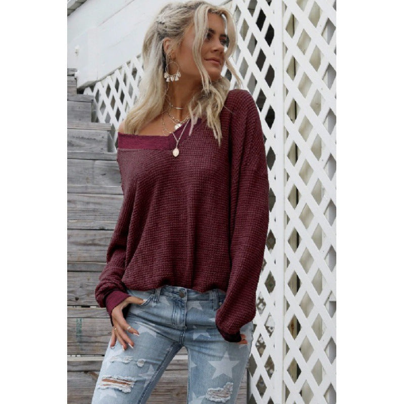 Pull en maille décontracté femme à épaules dénudées avec manches volumineuses Levoire