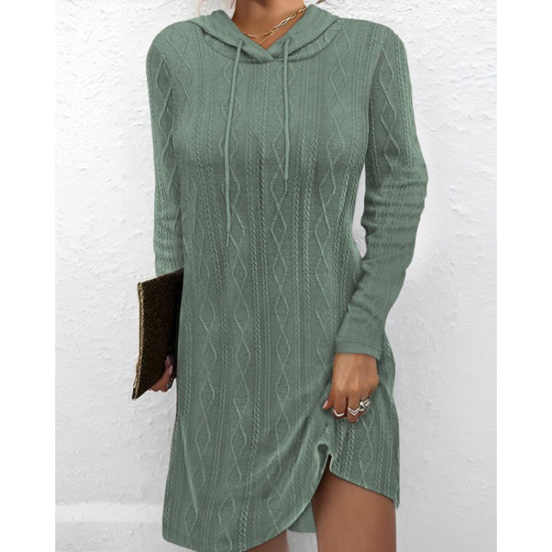 Robe en tricot pour femmes avec capuche et motif texturé Levoire
