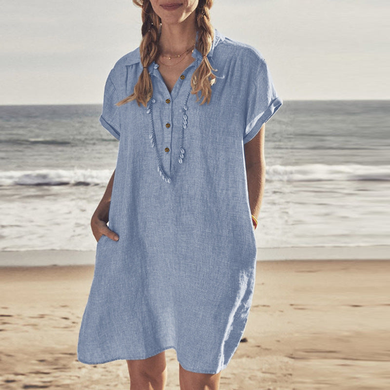 Levoire | Robe D'Été Décontractée À Boutons Bleu clair