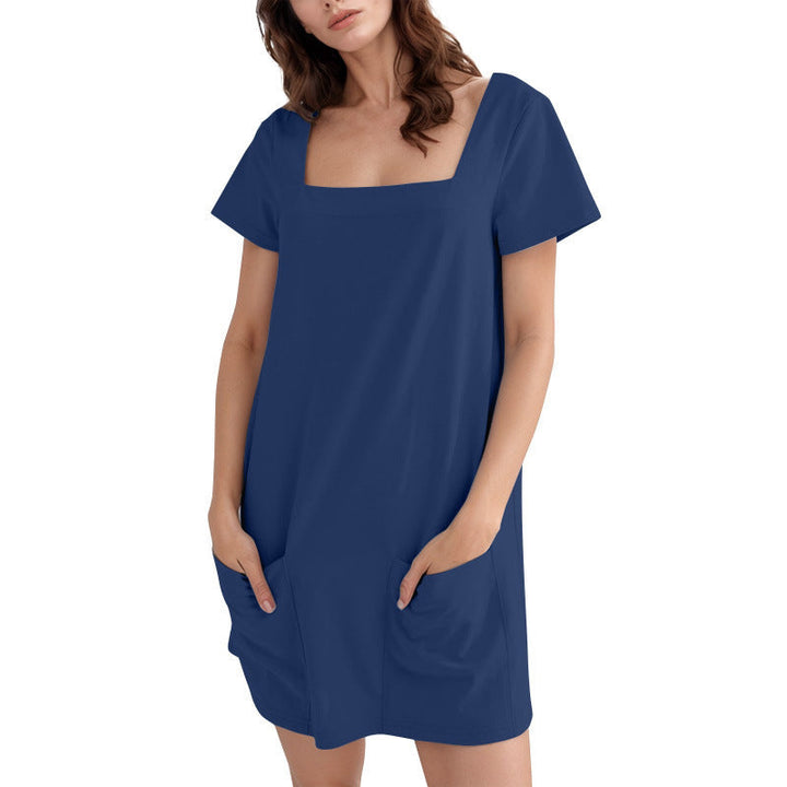 Levoire | Robe fourreau à encolure carrée à manches courtes Bleu marine