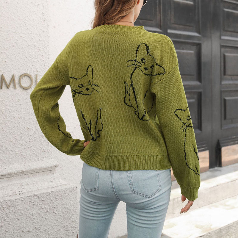 Levoire | En Tricot À Imprimé Chat