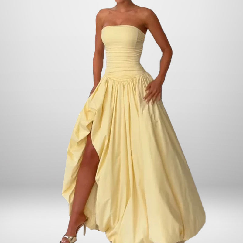 Robe maxi bandeau de haute qualité pour femmes avec fente élégante et jupe volumineuse Levoire