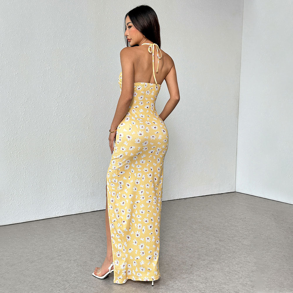 Robe mini d'été pour femmes avec détail découpé floral et taille étroite Levoire