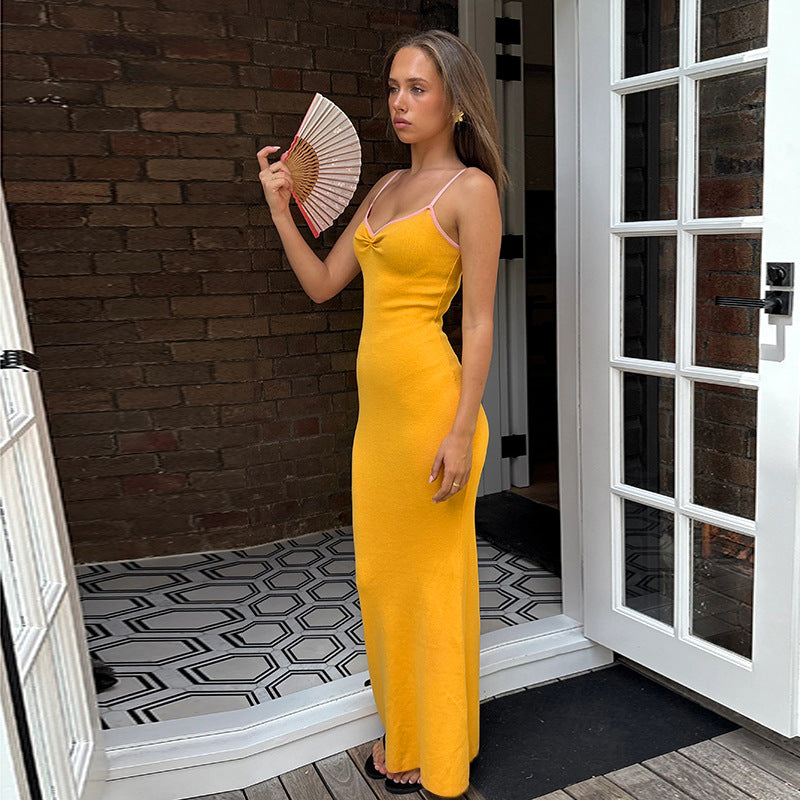 Robe Maxi Élégante pour Femmes avec Bretelles Spaghetti et Coupe Près du Corps Levoire