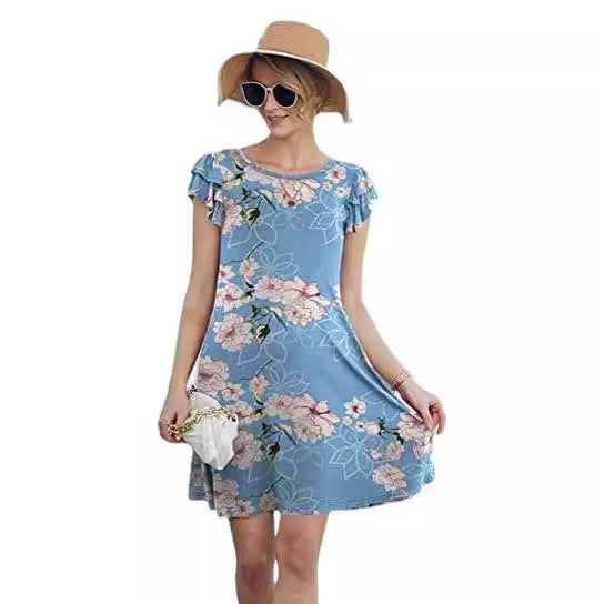 Robe d'été florale pour femmes avec détails envolés et jupe évasée Levoire