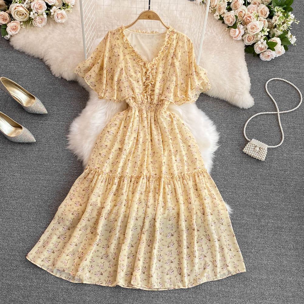 Levoire | Robe Élégante Avec Imprimé Floral Pour Femmes Abricot Taille unique