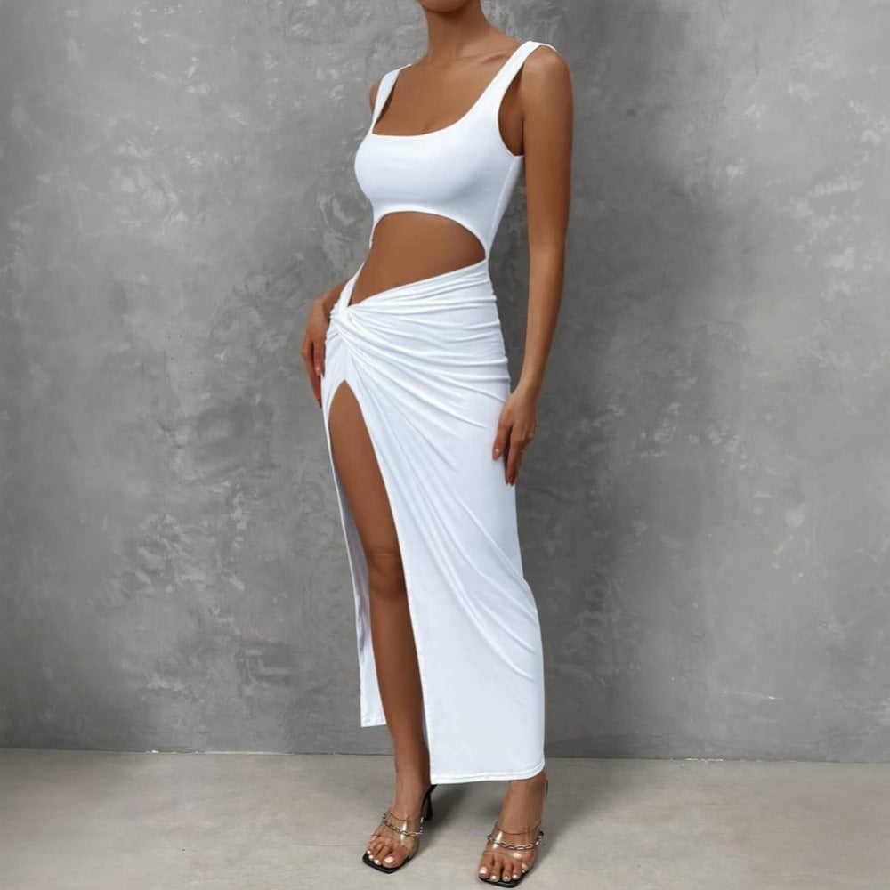 Robe maxi découpée pour femme avec design élégant enroulé et fente haute Levoire