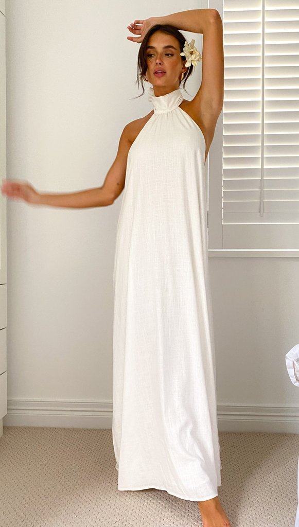 Robe maxi femme avec un haut halter élégant et des poches Levoire