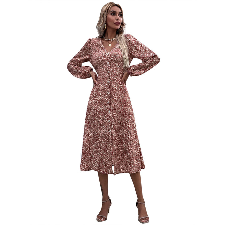 Robe midi pour femmes avec imprimé floral et design élégant de boutons Levoire