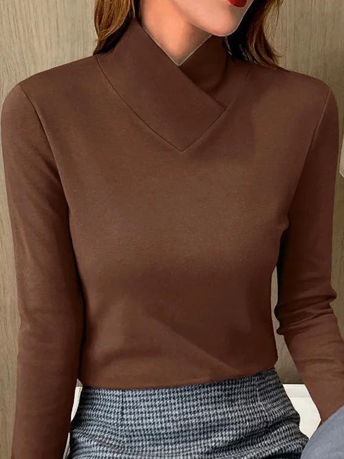 Levoire | Élégant Pull À Col Roulé Avec Col Haut Marron