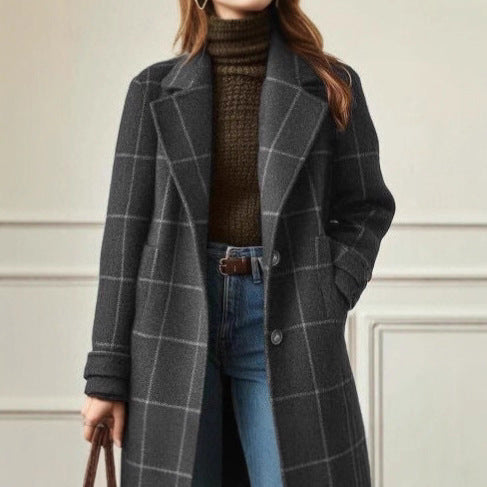 Manteau en laine à carreaux pour femmes Levoire