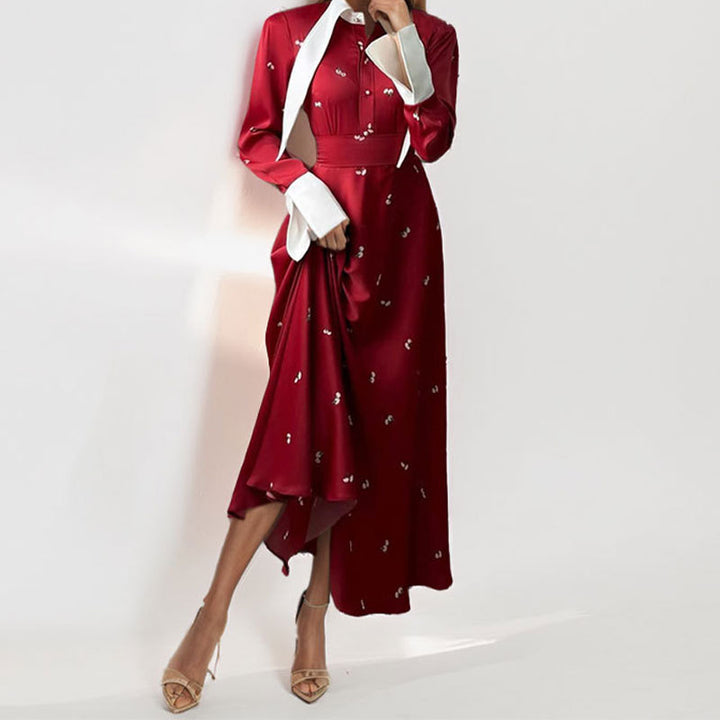 Robe Maxi Élégante Femme avec Drapé Artistique et Manches Longues Levoire