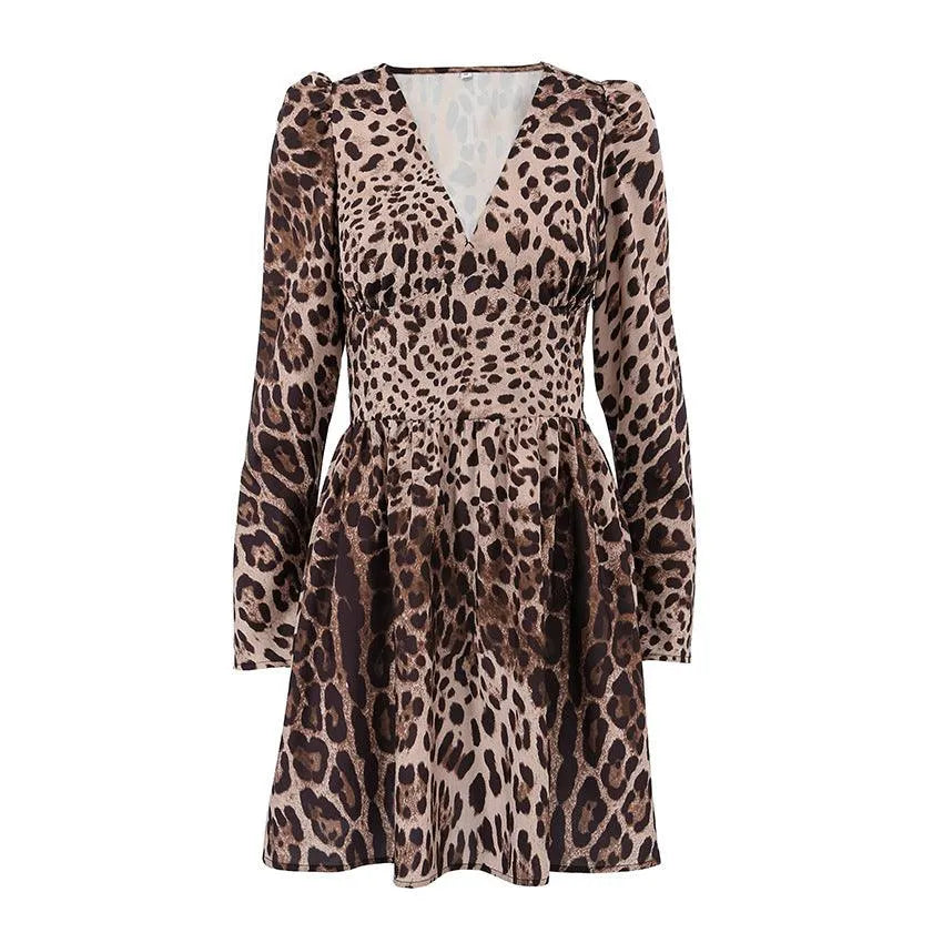 Levoire | Robe Slim Fit V décolleté léopard