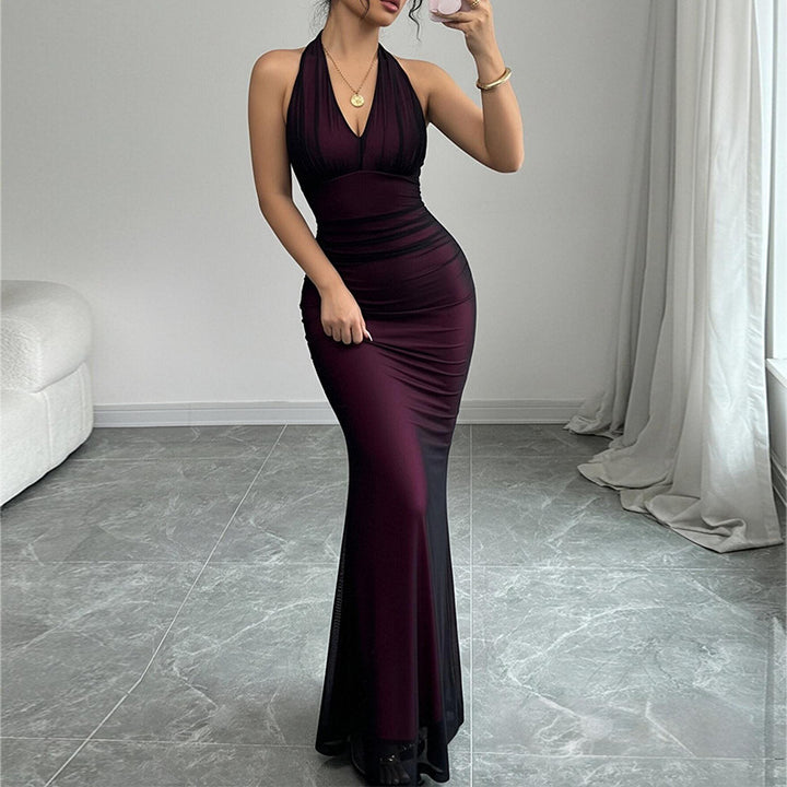Robe de soirée flatteuse pour femmes avec décolleté en V profond et fronces Levoire