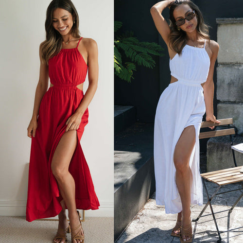 Robe maxi pour femme avec découpes latérales et fentes haute sur la jambe Levoire