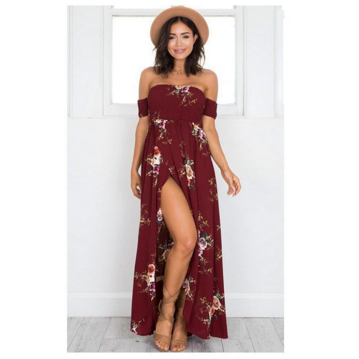 Robe maxi femme avec design décolleté et motifs floraux Levoire