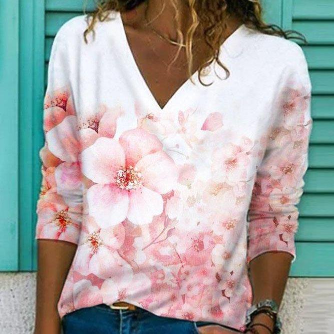 Levoire | Rento Print V-col Vêtements à manches longues T-shirt 12