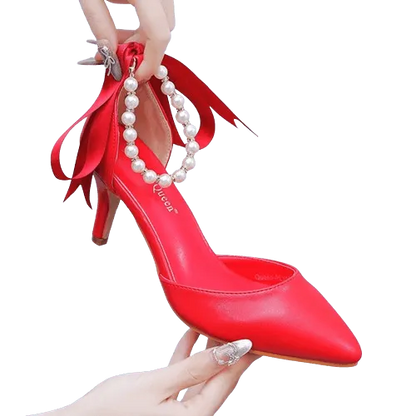 Levoire | Chaussures élégantes avec des perles et une boucle Rot