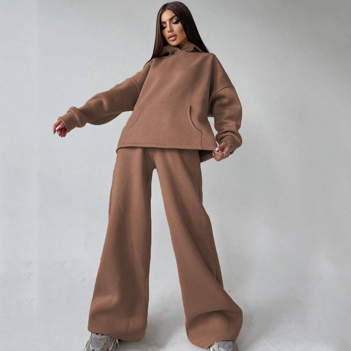 Levoire | T-shirt à capuche confortable avec poches Ensemble deux pièces Braun