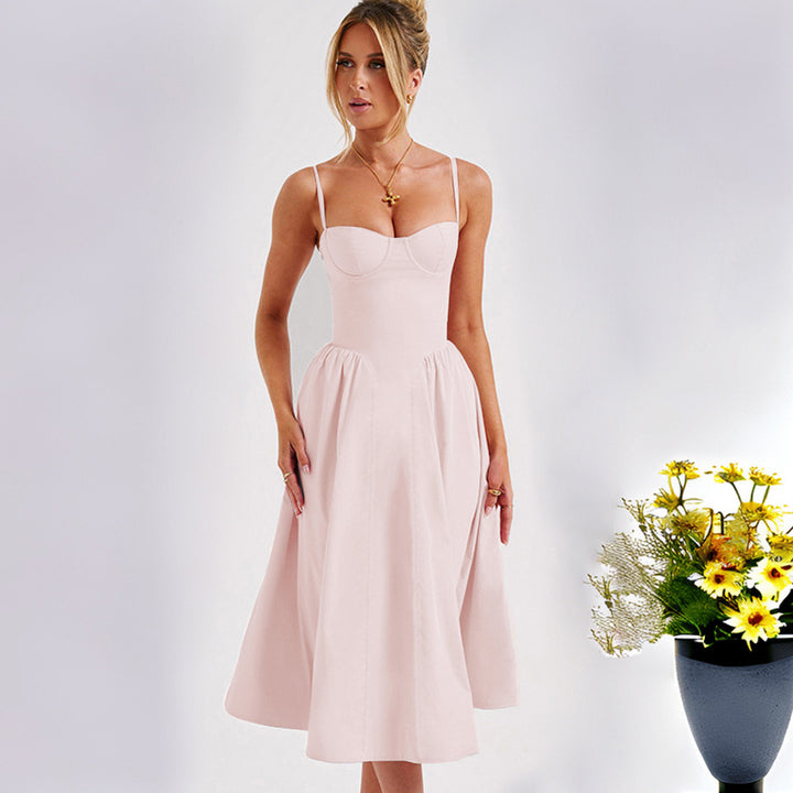 Robe midi pour femme avec décolleté en cœur esthétique et jupe évasée Levoire