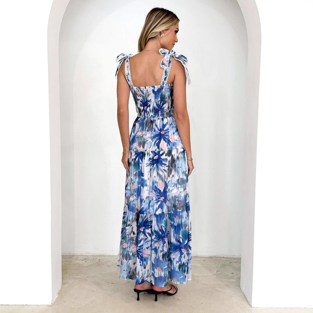 Robe maxi pour femme avec un design de volants ludique et un tissu fluide Levoire