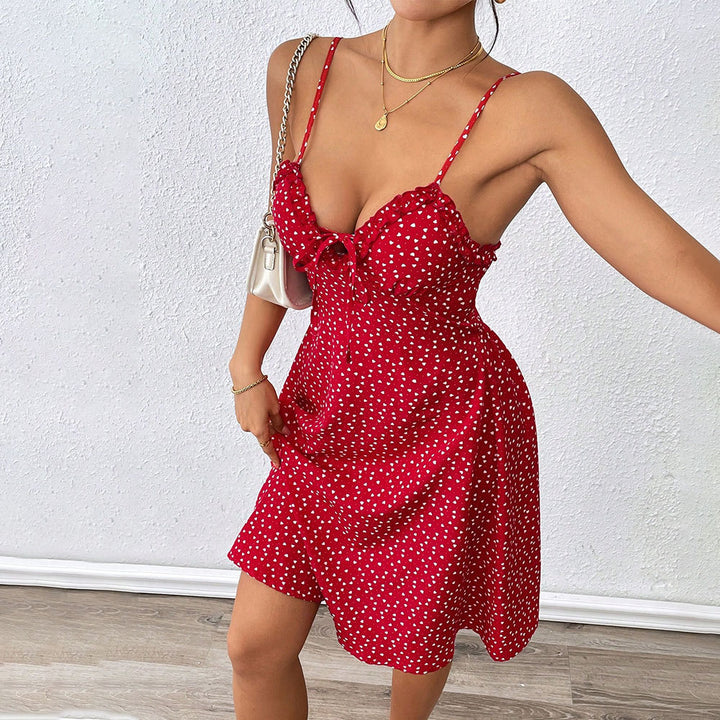 Robe mini pour dames avec une coupe aérée et un détail de volants ludique Levoire