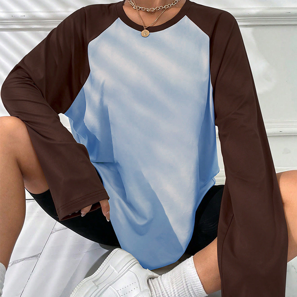 T-shirt à manches longues pour femmes avec une coupe raglan sportive et un design color block tendance Levoire