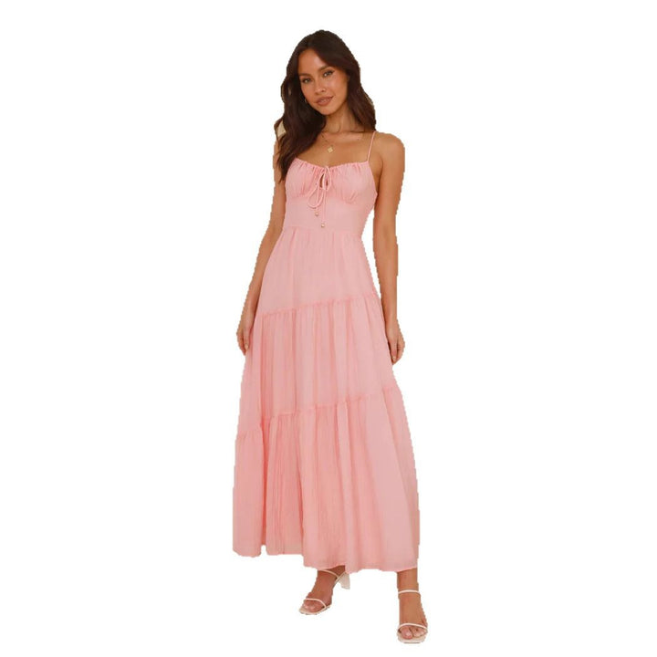 Robe maxi boho-chic pour femme avec bretelles spaghetti réglables et jupe volumineuse Levoire