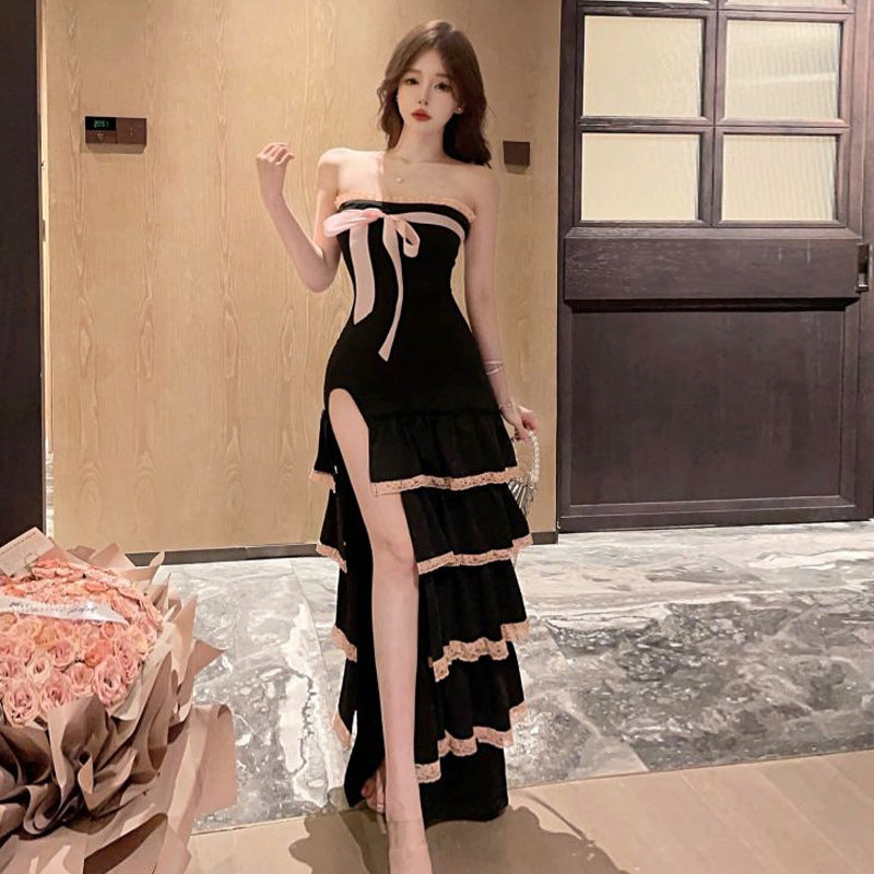 Levoire | V superbe robe bustier à taille haute avec coupe volant