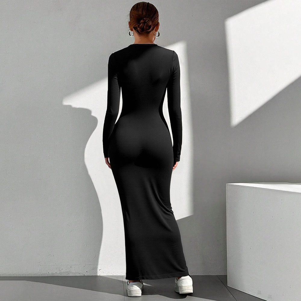 Robe maxi pour femmes avec décolleté en V profond et fermeture à nœud stylée Levoire