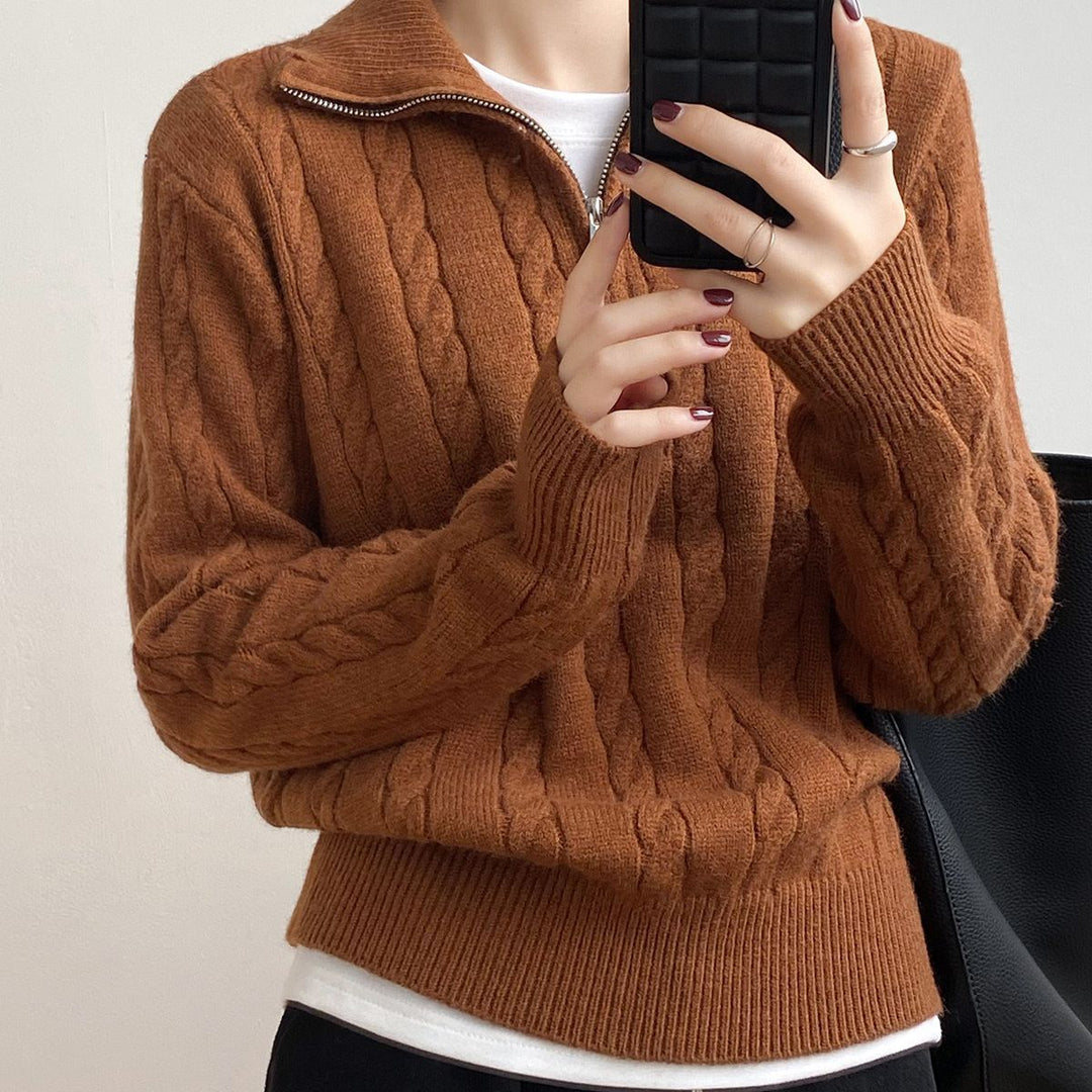 Levoire | Pull Tendance Avec Fermeture Éclair Braun Une taille